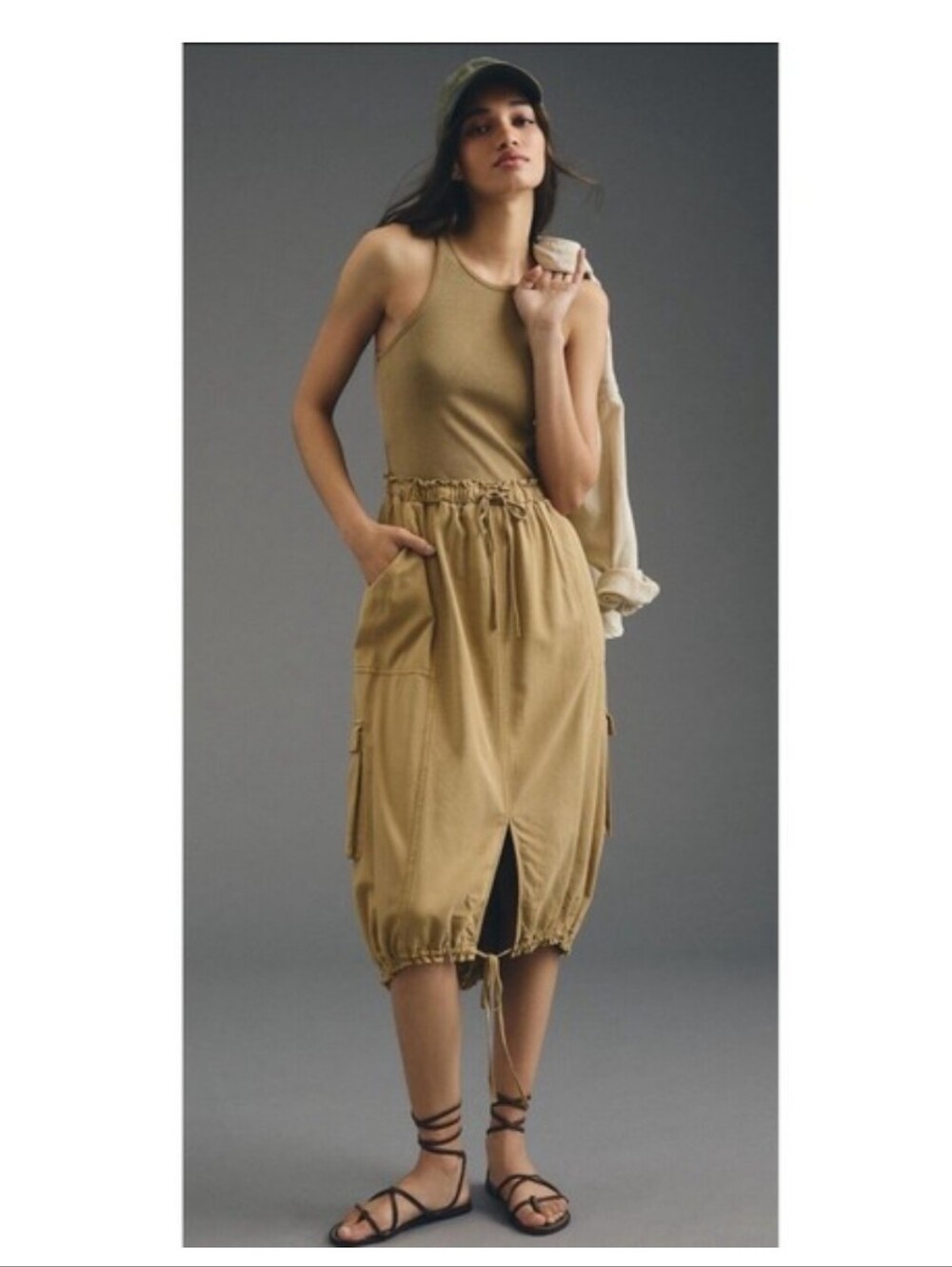 NWT Daily Practice by Anthropologie Be Bold Racerback Twofer Midi Dress Medium